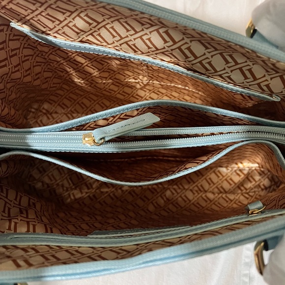 Tignanello Bowery Dome Satchel in Powder Blue with Gold Accents - Picture 4 of 7